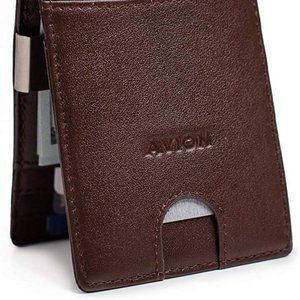 Mens Thin Money Clip Leather Wallet